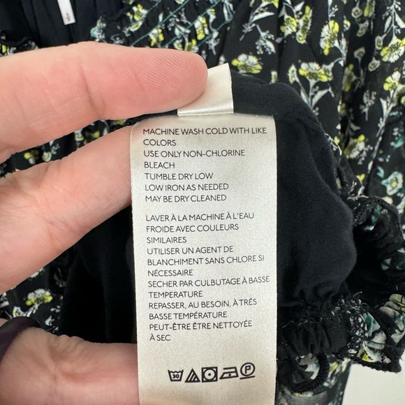 Free People Black Rose Valley Floral Off The Shoulder Cottagecore Peasant Blouse - Picture 12 of 14